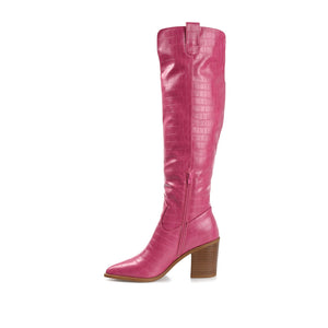 THERESE BOOTS IN WIDE WIDTH (FOOTBED) - Pink Croco