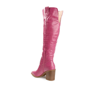 THERESE BOOTS IN WIDE WIDTH & CALF - Pink Croco