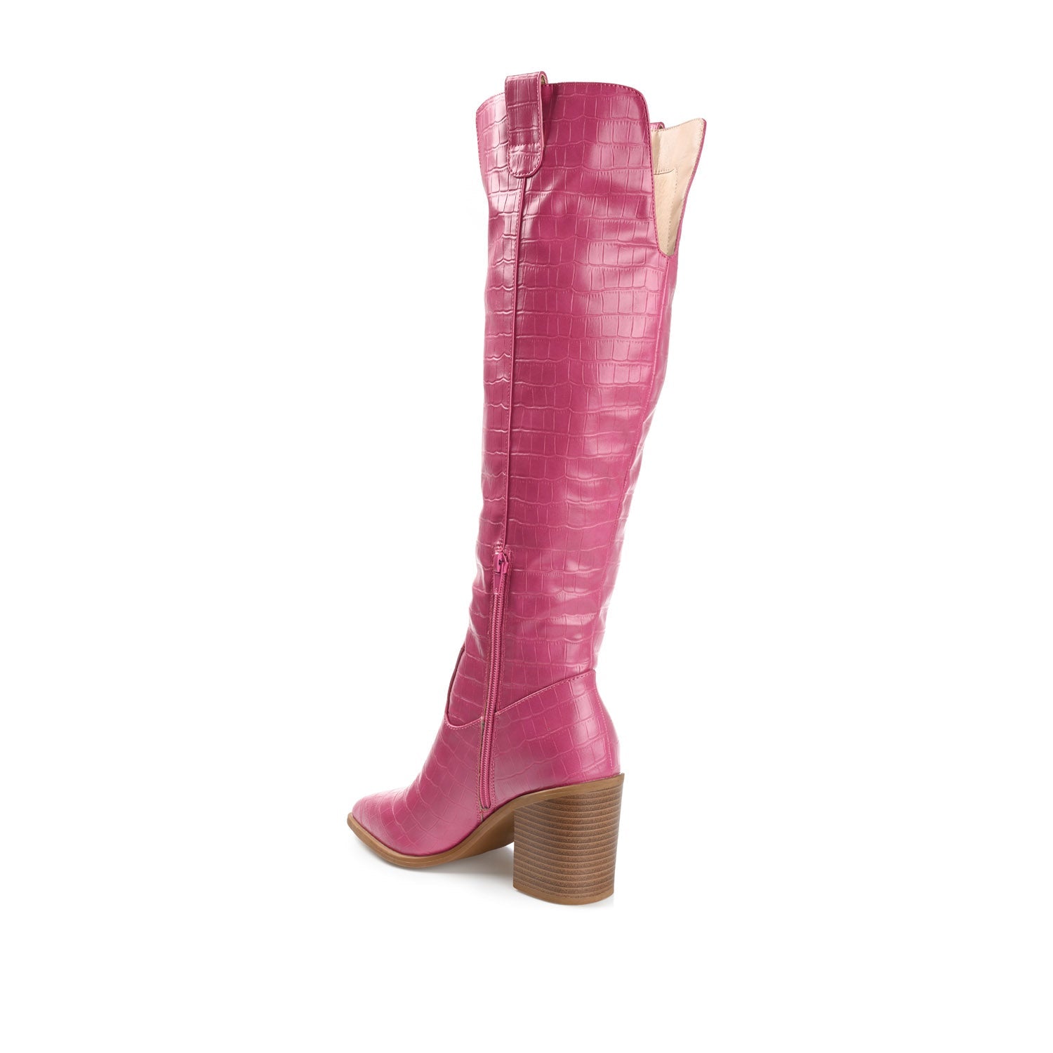THERESE COWGIRL BOOTS IN WIDE & X-WIDE CALF - Pink Croco