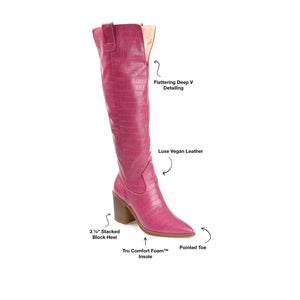 THERESE COWGIRL BOOTS IN CROCO - Pink Croco