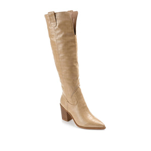 THERESE COWGIRL BOOTS IN WIDE & X-WIDE CALF - Tan Croco