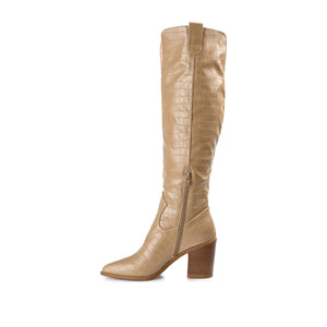 THERESE COWGIRL BOOTS IN X-WIDE CALF - Tan Croco