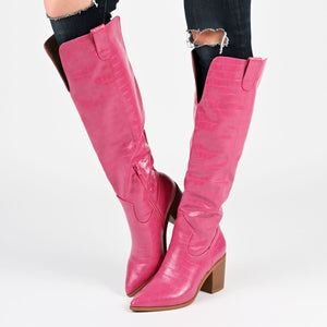 THERESE COWGIRL BOOTS IN CROCO - Bone Croco