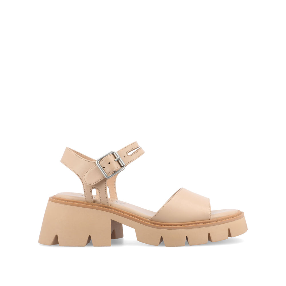 TILLEE LUG SOLED SANDALS IN FAUX LEATHER