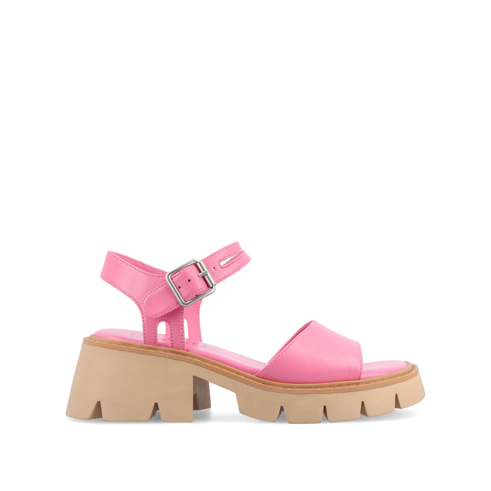 TILLEE LUG SOLED SANDALS IN FAUX LEATHER