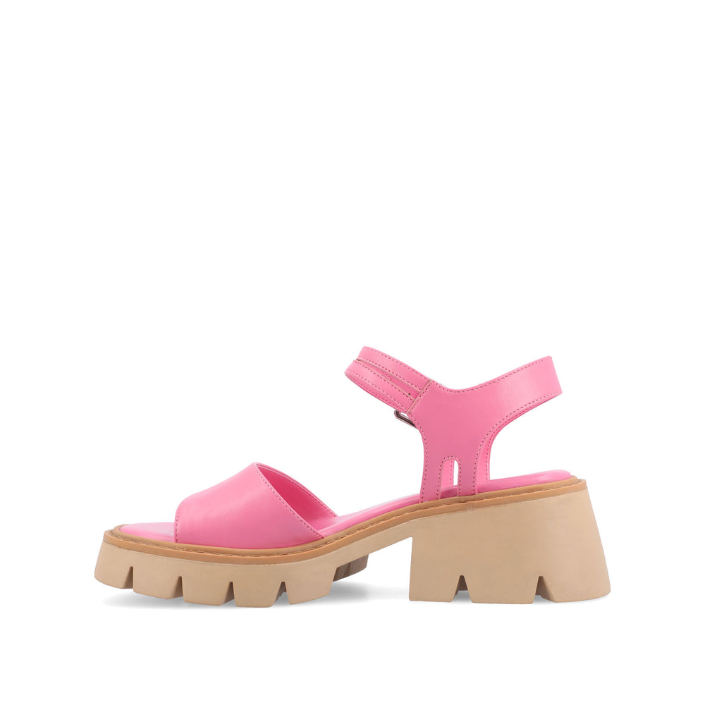 TILLEE LUG SOLED SANDALS IN FAUX LEATHER