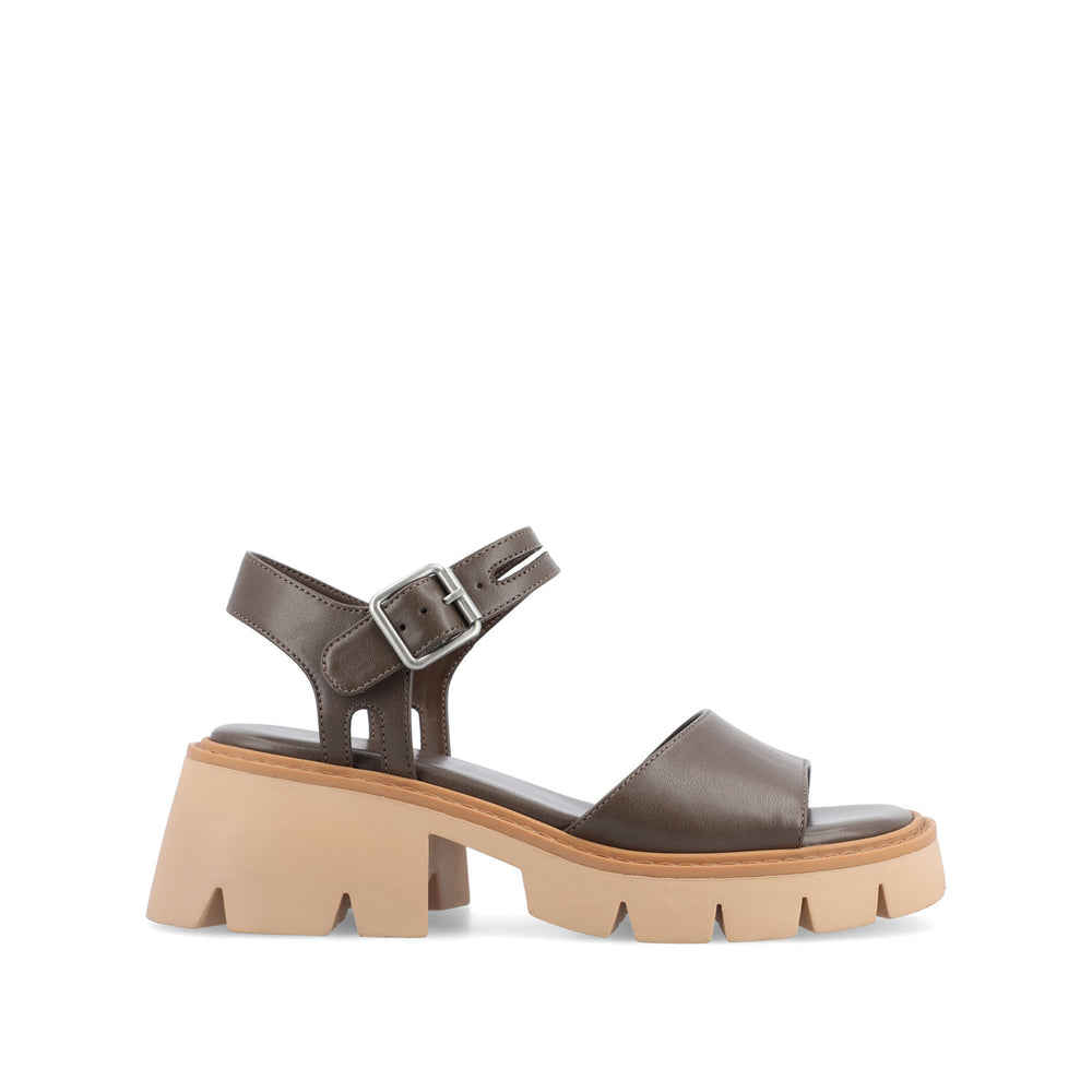 TILLEE LUG SOLED SANDALS IN FAUX LEATHER