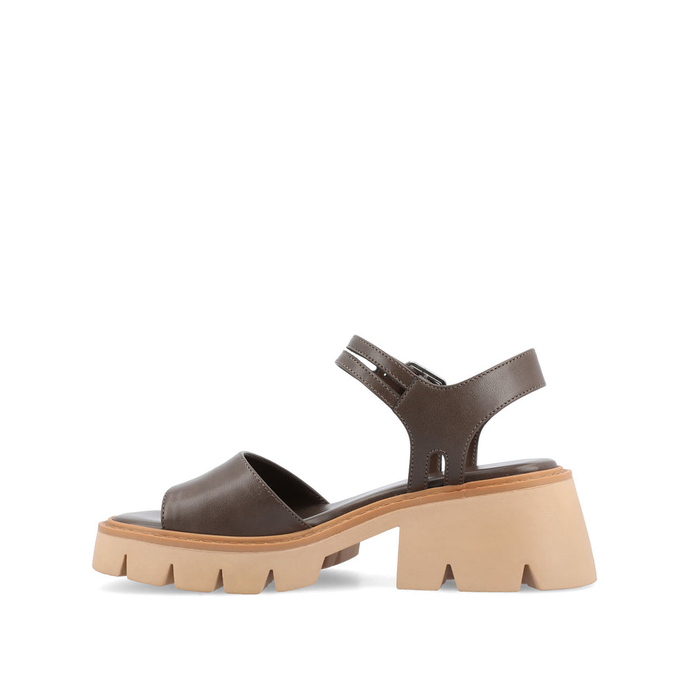 TILLEE LUG SOLED SANDALS IN FAUX LEATHER