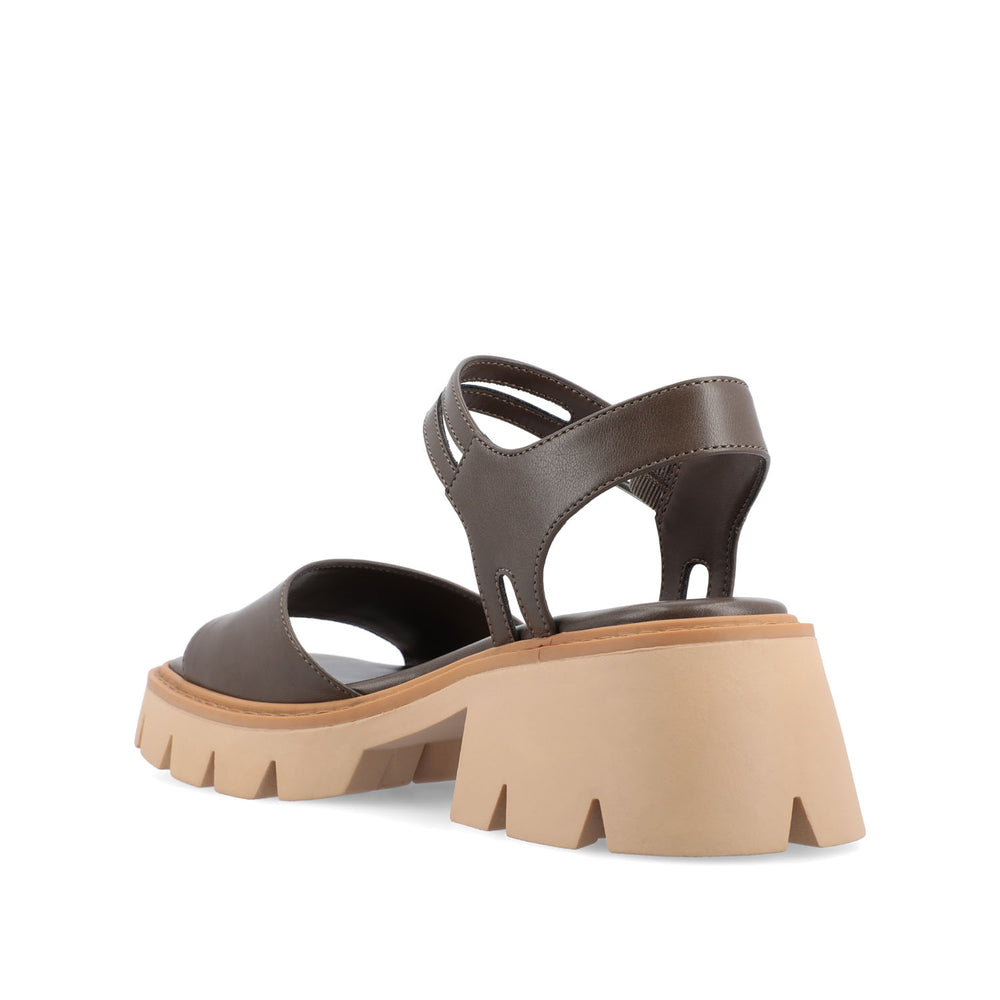 TILLEE LUG SOLED SANDALS IN FAUX LEATHER