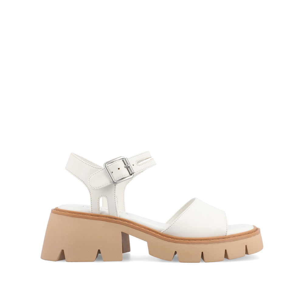 TILLEE LUG SOLED SANDALS IN FAUX LEATHER