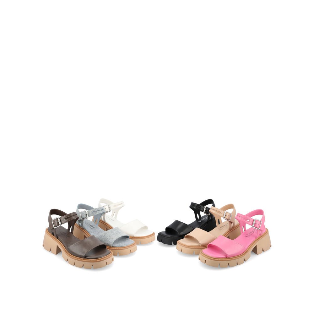 TILLEE LUG SOLED SANDALS IN FAUX LEATHER