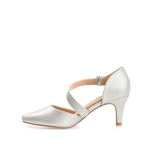 TILLIS D'ORSAY PUMP HEELS IN VEGAN LEATHER - Silver PU