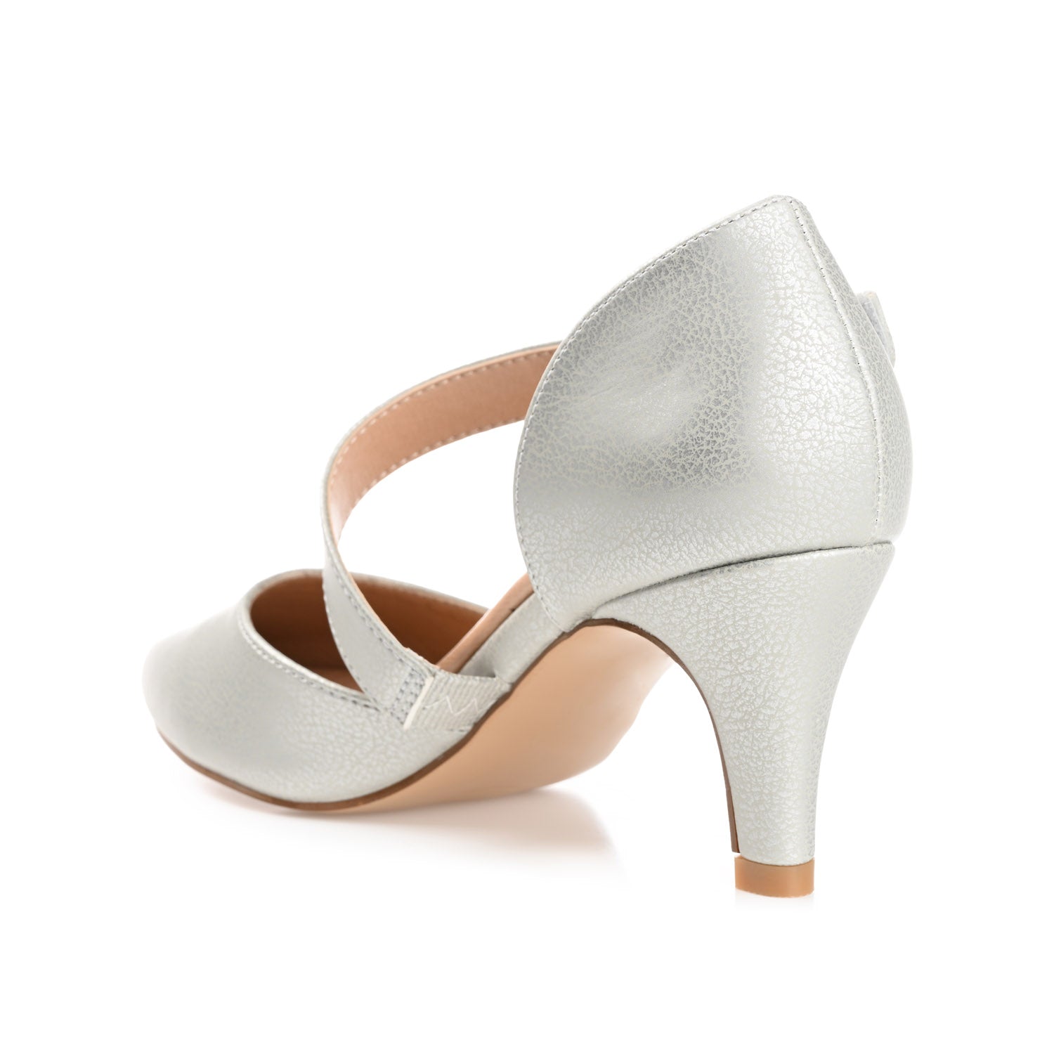 TILLIS D'ORSAY PUMP HEELS IN VEGAN LEATHER - Silver PU