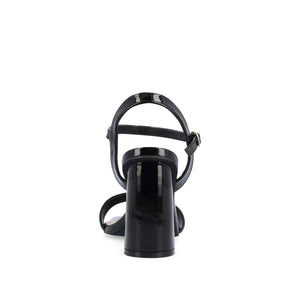 TIVONA VEGAN LEATHER STRAPPY HEELS IN WIDE - Black