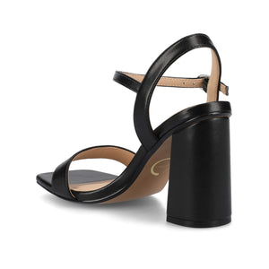 TIVONA STRAPPY BLOCK HEELS IN STATEMENT - Black PU