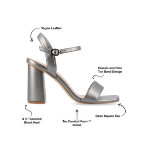 TIVONA STRAPPY BLOCK HEELS IN VEGAN LEATHER - Pewter PU