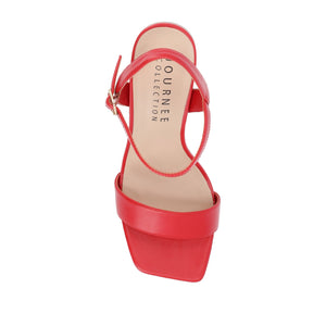 TIVONA STATMENT STRAPPY BLOCK HEELS IN WIDE - Red