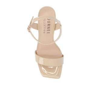 TIVONA STRAPPY BLOCK HEELS IN STATEMENT - Tan