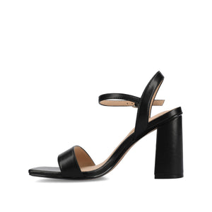 TIVONA STATMENT STRAPPY BLOCK HEELS IN WIDE - Black PU