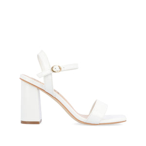 TIVONA VEGAN LEATHER STRAPPY HEELS IN WIDE - White