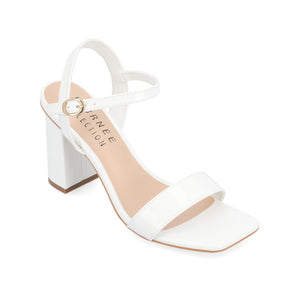 TIVONA STRAPPY BLOCK HEELS IN VEGAN LEATHER - White