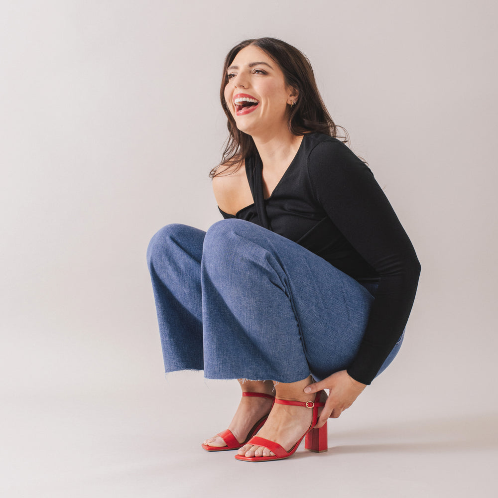 TIVONA STRAPPY BLOCK HEELS IN STATEMENT