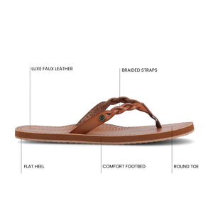 TOMI BRAIDED FLIP FLOP SANDAL - Tan
