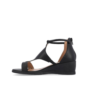 TRAYLE WEDGE GLADIATOR SANDALS IN WIDE - Black PU