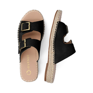 TRESAH ESPADRILLE SANDALS - Black Patent