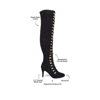 TRILL THIGH HIGH BOOTS IN FAUX SUEDE