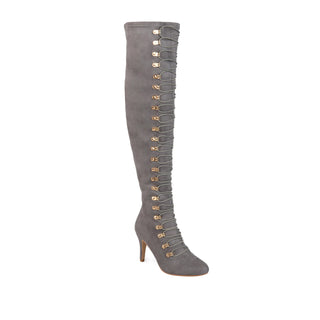 TRILL THIGH HIGH BOOTS IN FAUX SUEDE