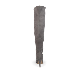 TRILL THIGH HIGH BOOTS IN FAUX SUEDE