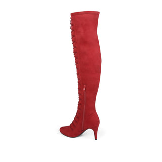 TRILL THIGH HIGH BOOTS IN FAUX SUEDE