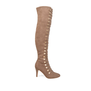 TRILL THIGH HIGH BOOTS IN FAUX SUEDE