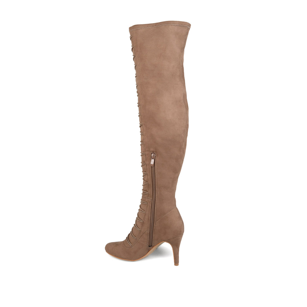 TRILL THIGH HIGH BOOTS IN FAUX SUEDE