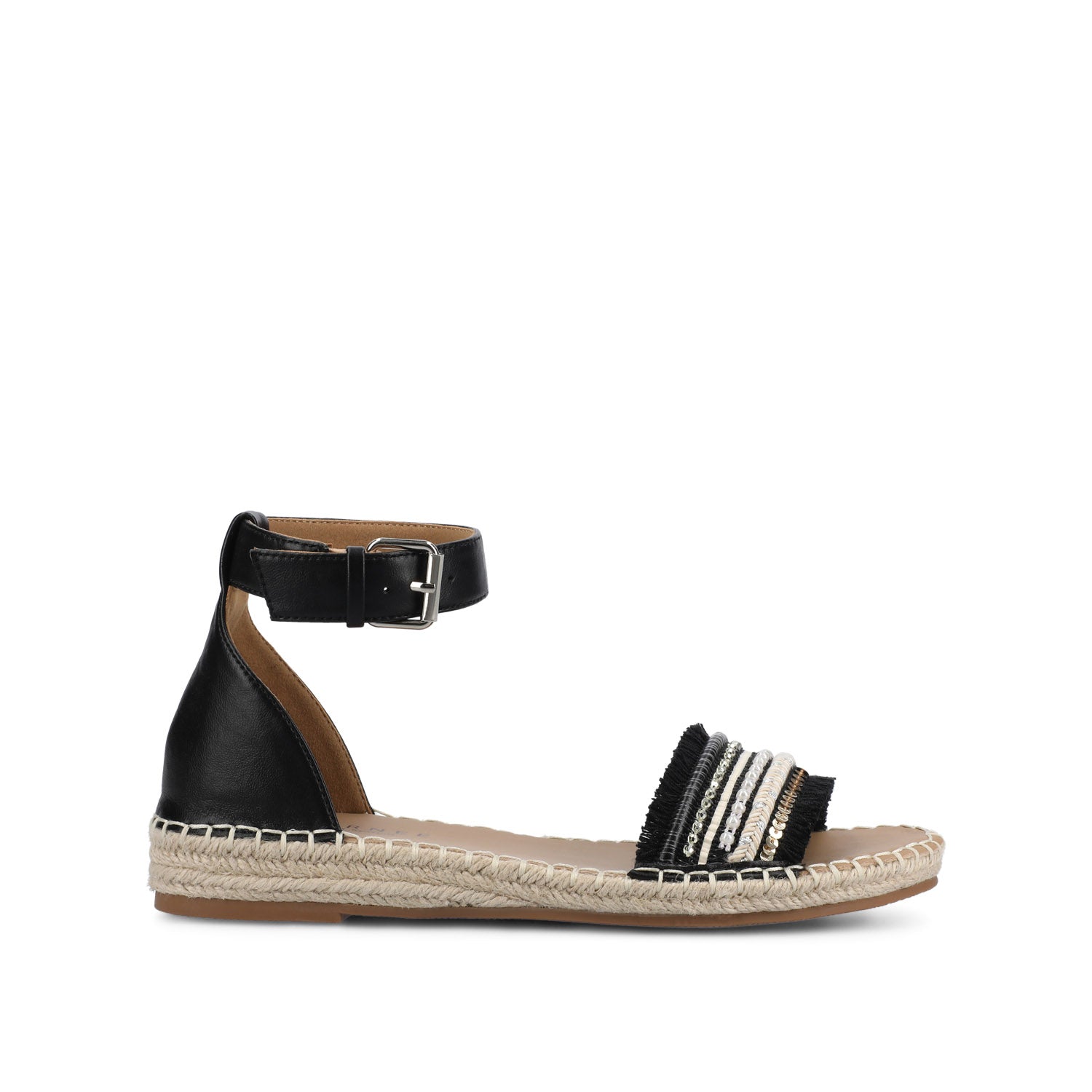 TRISTEEN ESPADRILLE SANDALS IN FABRIC - Black/Beading