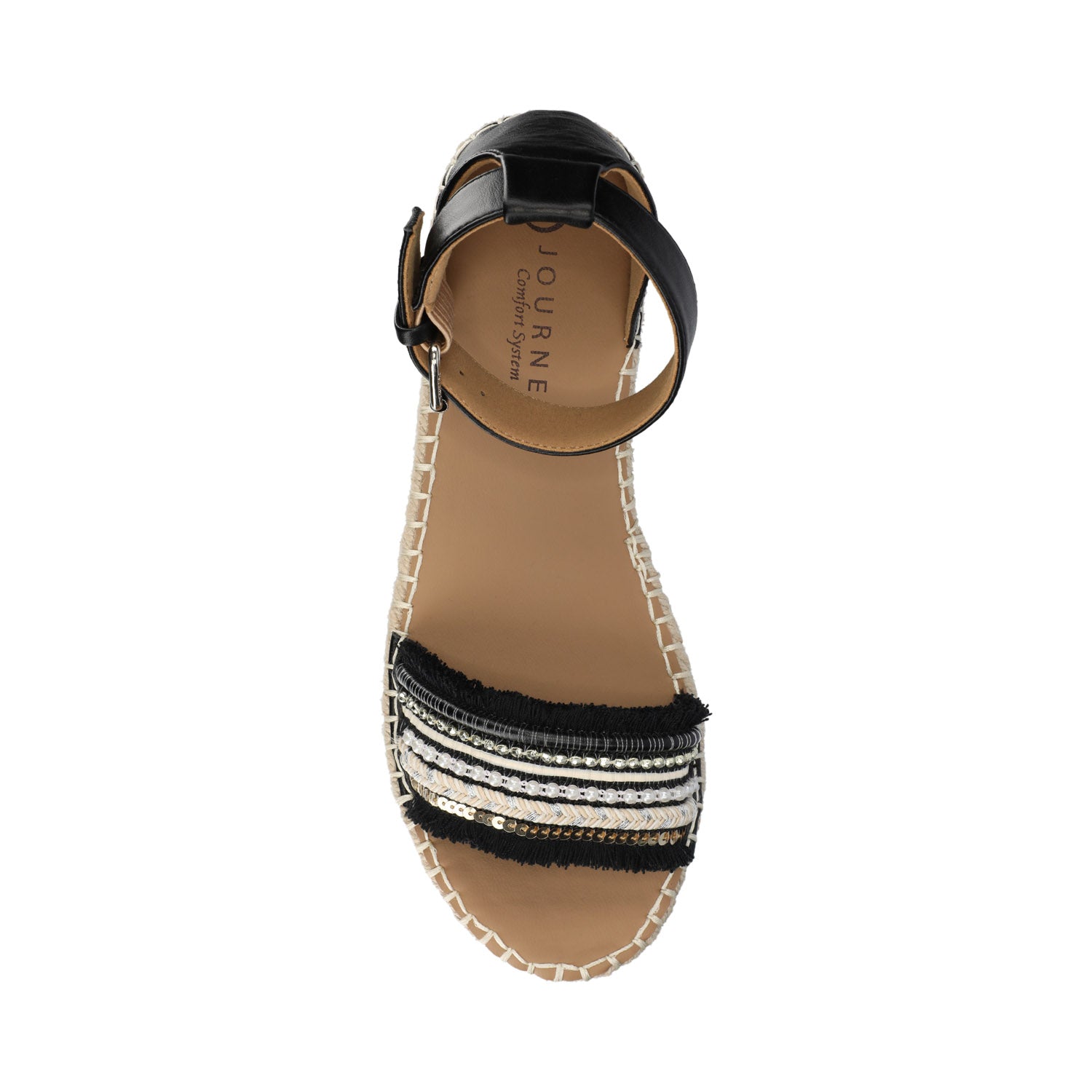 TRISTEEN ESPADRILLE SANDALS IN FABRIC - Black/Beading