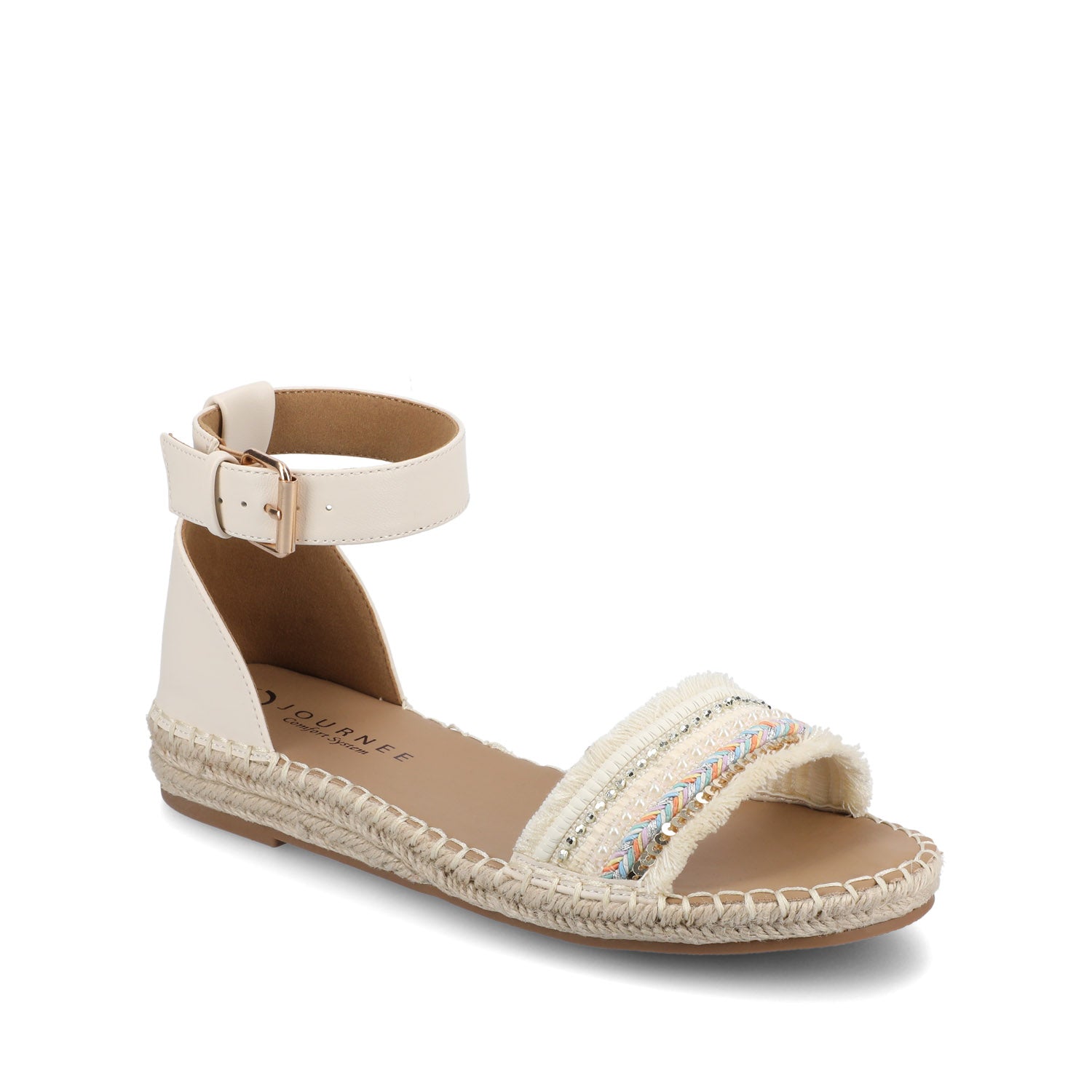 TRISTEEN ESPADRILLE SANDALS IN FABRIC - Bone/Beading