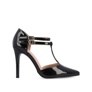 TRU T-STRAP STILETTO PUMP HEELS IN WIDE - Black