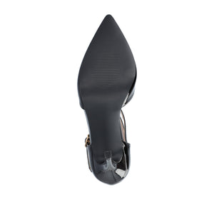 TRU T-STRAP STILETTO PUMP HEELS IN PATENT - Black
