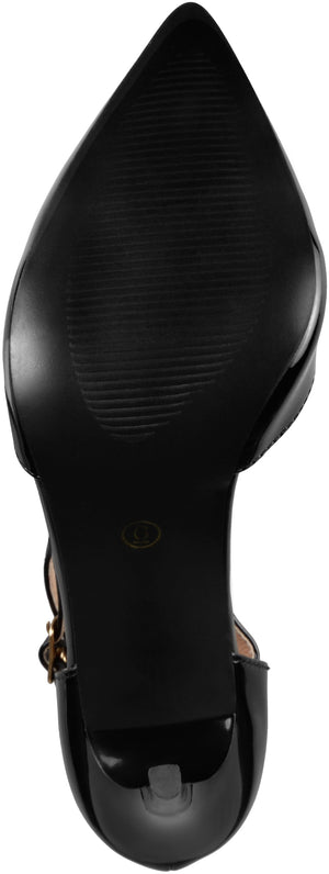 TRU T-STRAP STILETTO PUMP HEELS IN WIDE - Black