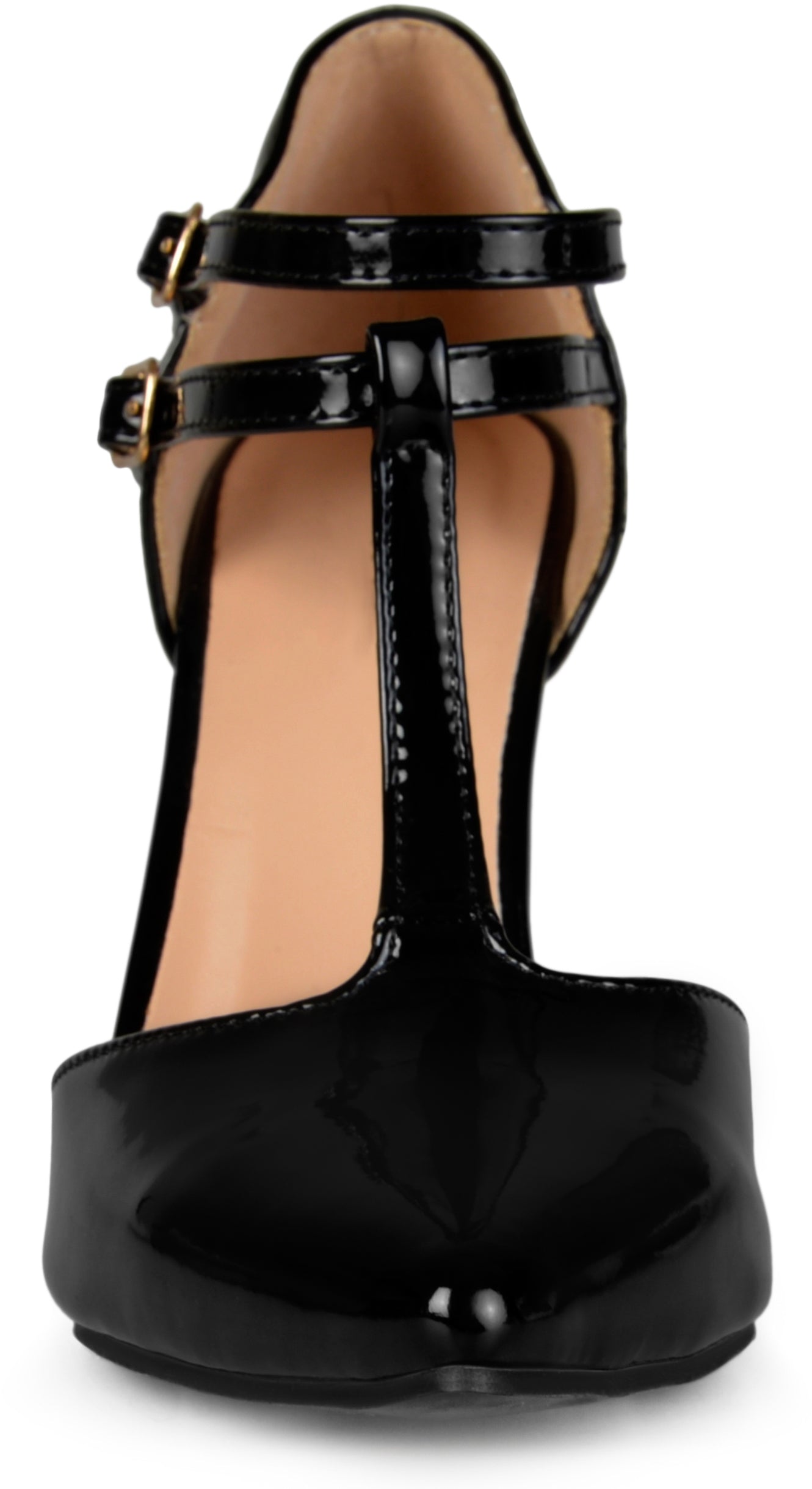 TRU T-STRAP STILETTO PUMP HEELS IN WIDE - Black