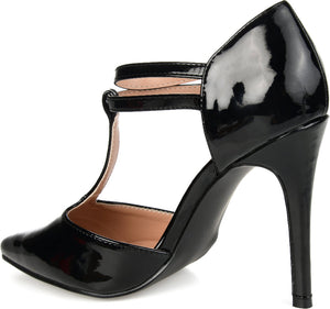 TRU T-STRAP STILETTO PUMP HEELS IN WIDE - Black
