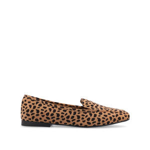 TULLIE SLIP-ON LOAFER FLATS IN FAUX SUEDE - Cheetah Faux Suede