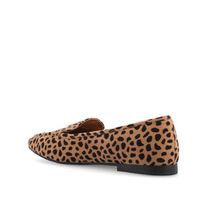 TULLIE SLIP-ON LOAFER FLATS IN FAUX SUEDE - Cheetah Faux Suede