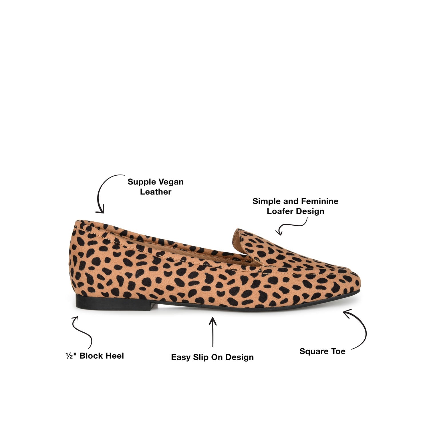 TULLIE FAUX SUEDE SLIP-ON LOAFER FLATS IN WIDE - Cheetah Faux Suede