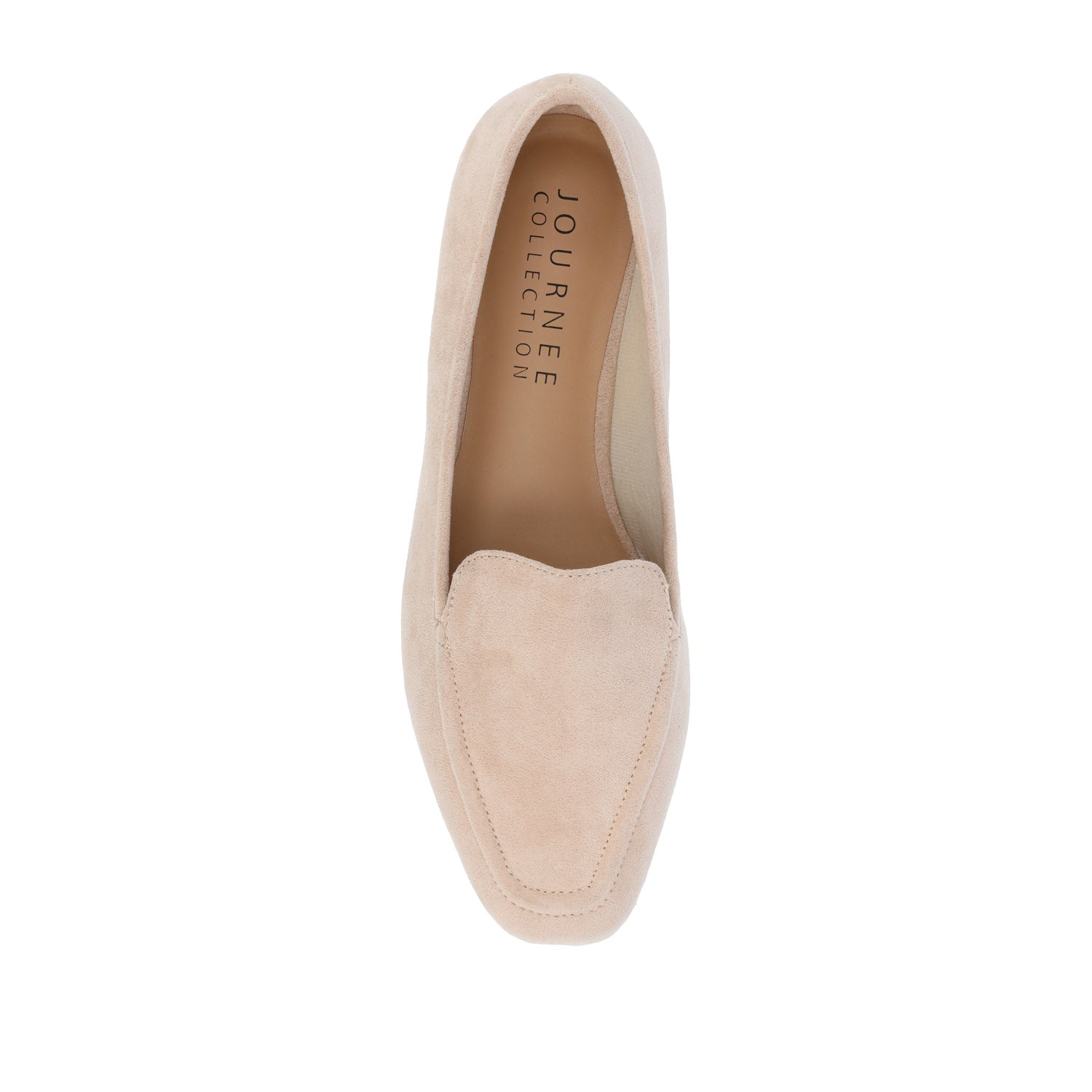 TULLIE FAUX SUEDE SLIP-ON LOAFER FLATS IN WIDE - Beige