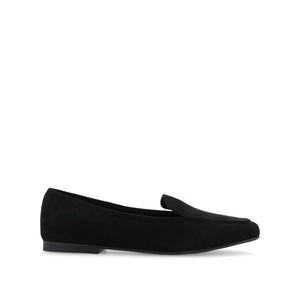 TULLIE SLIP-ON LOAFER FLATS IN FAUX SUEDE - Black