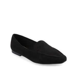 TULLIE FAUX SUEDE SLIP-ON LOAFER FLATS IN WIDE - Black