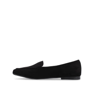 TULLIE SLIP-ON LOAFER FLATS IN FAUX SUEDE - Black